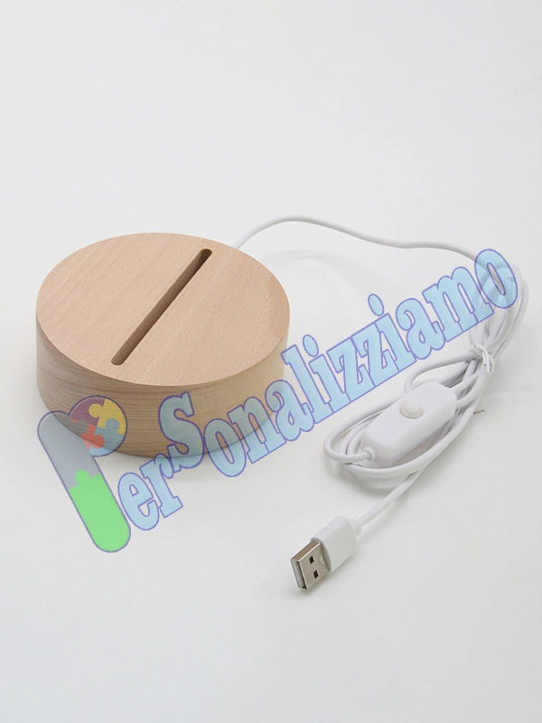 Base in legno per lampada led